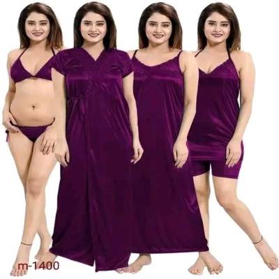 6 pis night dress (Deep purple)