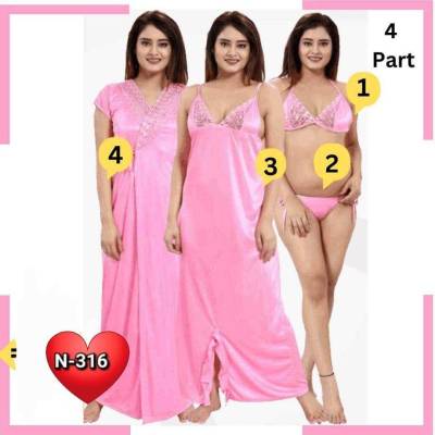 4Pc Indian Night Dress (Pink).