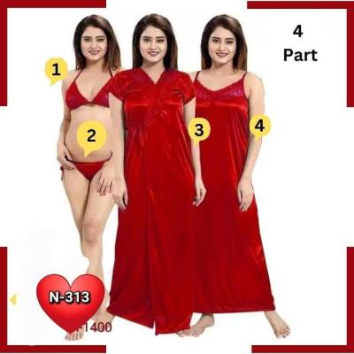 4Pc Indian Night Dress (Red).